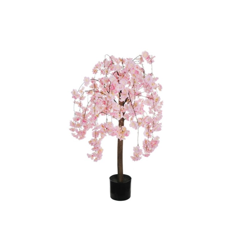 Lot de 2 - Plante artificielle de fleurs de pêcher en pot, 110 cm - rose 