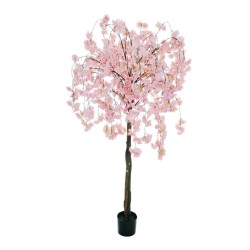 Lot de 2 - Plante artificielle de fleurs de pêcher en pot, 165 cm - rose 