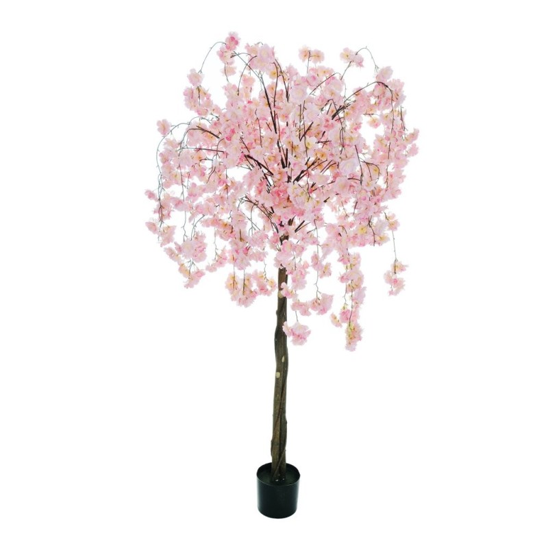 Lot de 2 - Plante artificielle de fleurs de pêcher en pot, 165 cm - rose 