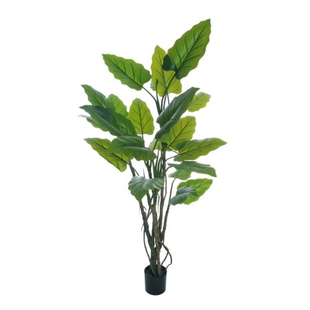 Lot de 2 - Plante artificielle de taro toucher réel en pot, 210 cm - vert 