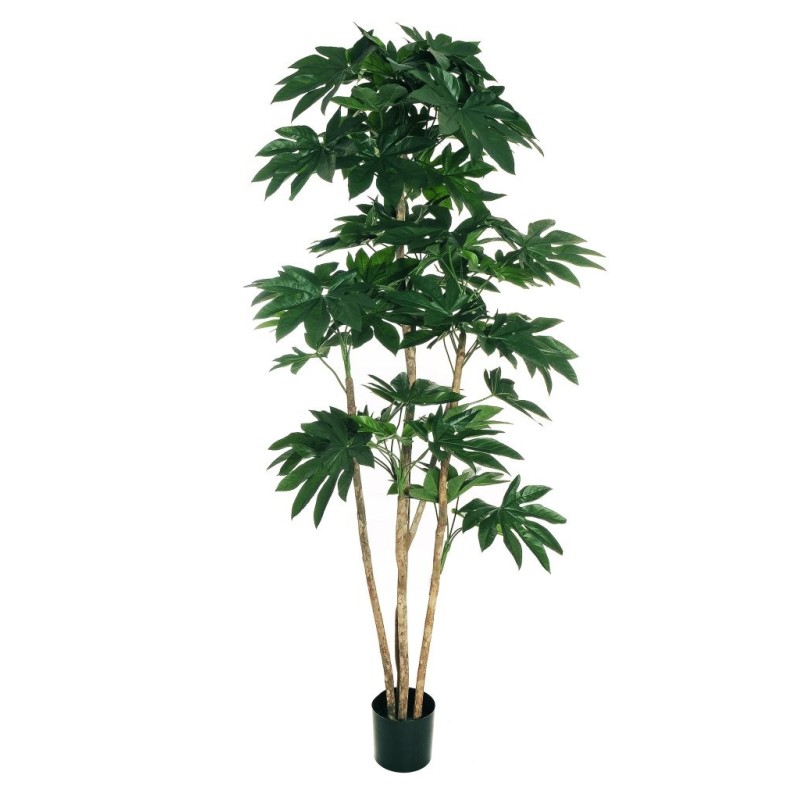Lot de 2 - Plante artificielle d'aralia en pot, 220 cm - vert 