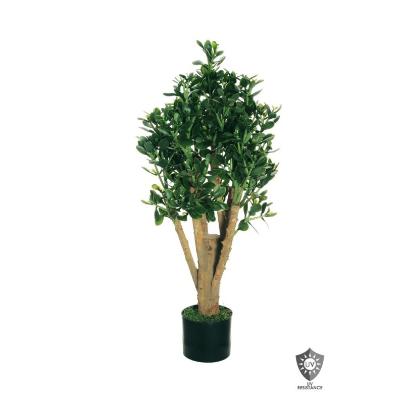 Lot de 2 - Plante artificielle de crassula ovata anti-UV en pot, 105 cm - vert 