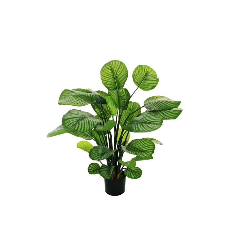 Lot de 2 - Plante artificielle de calathea toucher réel en pot, 90 cm - vert crème 