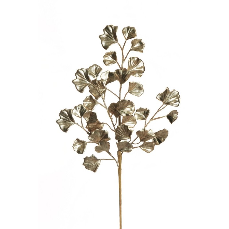 Lot de 24 - Tige artificielle de ginkgo biloba métallisée X4, 71 cm - champagne argent 