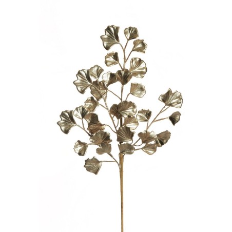 Lot de 24 - Tige artificielle de ginkgo biloba métallisée X4, 71 cm - champagne argent 