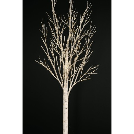 Lot de 2 - Bouleau artificiel lumineux 875 LED sur base bois, 270 cm - blanc 