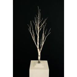 Lot de 4 - Bouleau artificiel lumineux 160 LED sur base bois, 90 cm - blanc 