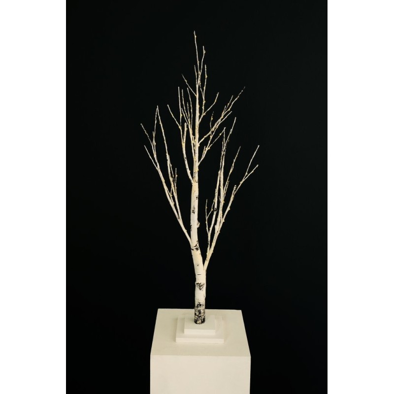 Lot de 4 - Bouleau artificiel lumineux 160 LED sur base bois, 90 cm - blanc 