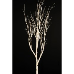 Lot de 2 - Bouleau artificiel lumineux 915 LED sur base bois, 225 cm - blanc 