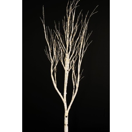Lot de 2 - Bouleau artificiel lumineux 915 LED sur base bois, 225 cm - blanc 