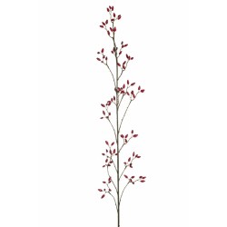 Lot de 12 - Longue branche artificielle de baies d'églantier, 147 cm - rouge 