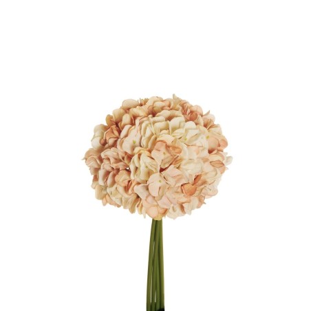 Lot de 12 - Bouquet artificiel d'hortensia Juliet X4, 35 cm - marron clair crème 
