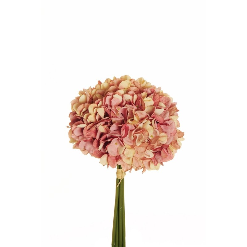 Lot de 12 - Bouquet artificiel d'hortensia Juliet X4, 35 cm - mauve crème 