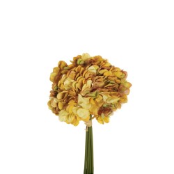 Lot de 12 - Bouquet artificiel d'hortensia Juliet X4, 35 cm - jaune 