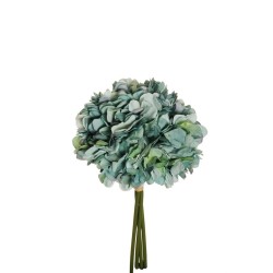 Lot de 12 - Bouquet artificiel d'hortensia Juliet X4, 35 cm - bleu clair 