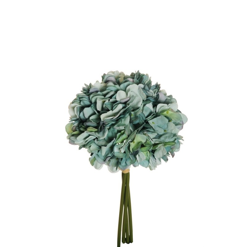 Lot de 12 - Bouquet artificiel d'hortensia Juliet X4, 35 cm - bleu clair 