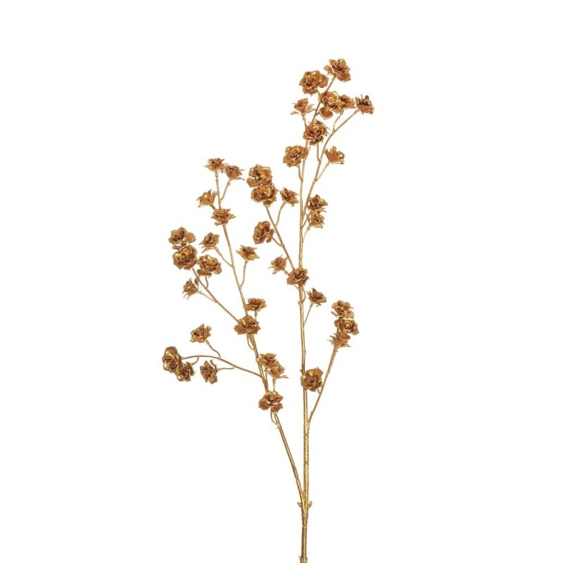 Lot de 12 - Branche artificielle de roses métallisée X2, 102 cm - or 