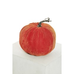 Lot de 10 - Grande citrouille artificielle velours, D. 20 cm, H. 21 cm - orange 