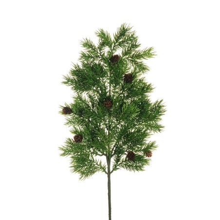 Lot de 12 - Tige artificielle de pin X28 avec 7 pommes de pin, 62 cm - vert 