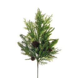 Lot de 6 - Tige artificielle de pin mixte avec pommes de pin, 60 cm - vert 