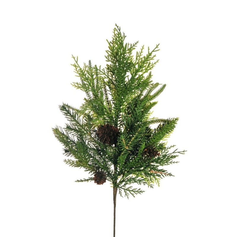 Lot de 6 - Tige artificielle de pin mixte avec pommes de pin, 60 cm - vert 