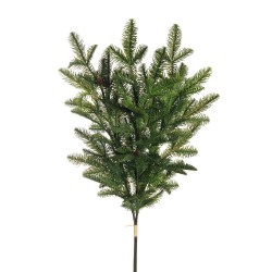 Lot de 6 - Long bouquet artificiel de pin plat X3 avec pommes de pin, 95 cm - vert 