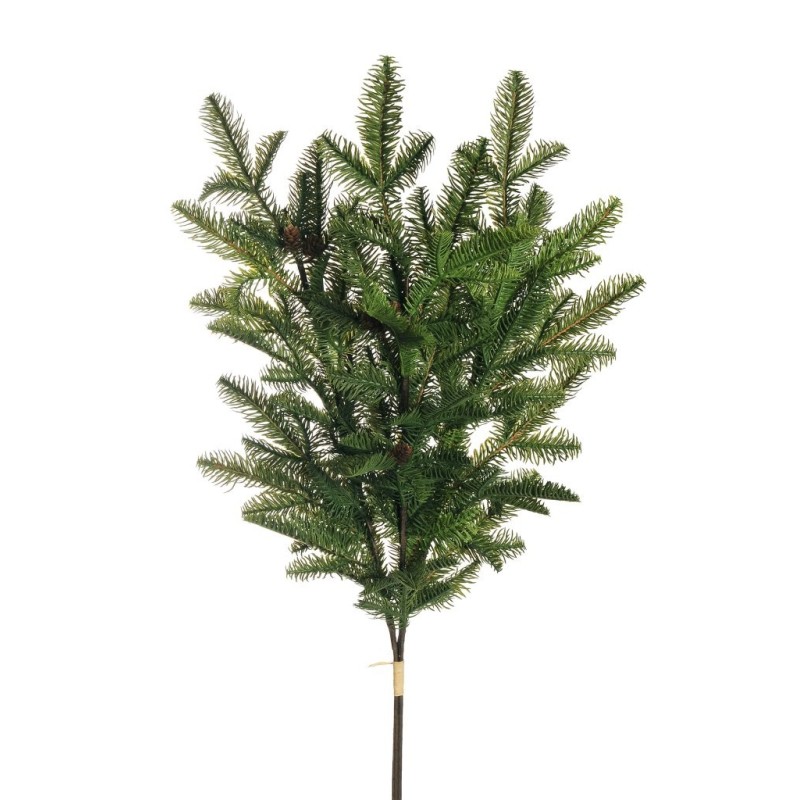 Lot de 6 - Long bouquet artificiel de pin plat X3 avec pommes de pin, 95 cm - vert 