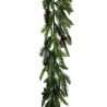 Lot de 4 - Guirlande artificielle de pin plat avec pommes de pin, 180 cm - vert 