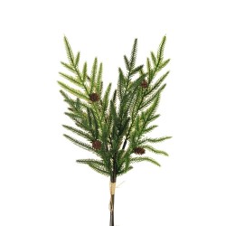Lot de 24 - Bouquet artificiel de pin cryptomeria X3 avec pommes de pin, 48 cm - vert 