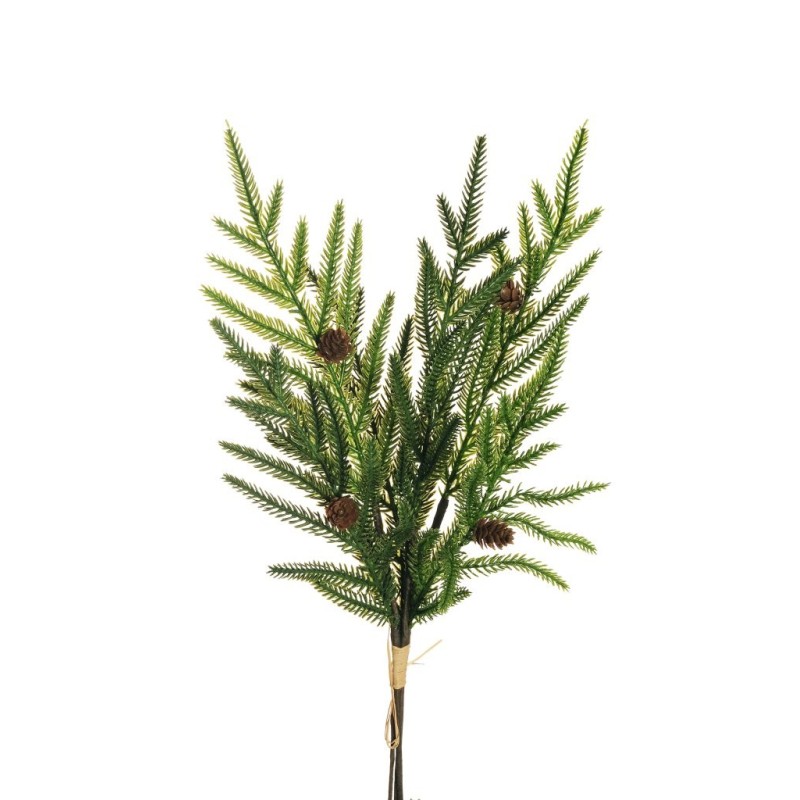 Lot de 24 - Bouquet artificiel de pin cryptomeria X3 avec pommes de pin, 48 cm - vert 