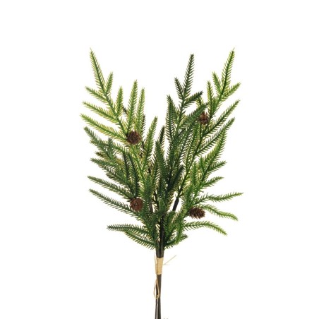 Lot de 24 - Bouquet artificiel de pin cryptomeria X3 avec pommes de pin, 48 cm - vert 