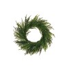 Lot de 2 - Couronne artificielle de pin cryptomeria sur base rotin, 60 cm - vert 