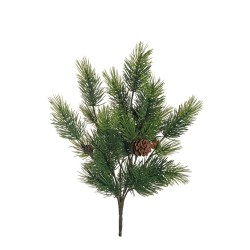 Lot de 8 - Buisson artificiel de pin X7 avec pommes de pin, 48 cm - vert 