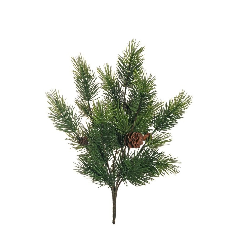 Lot de 8 - Buisson artificiel de pin X7 avec pommes de pin, 48 cm - vert 