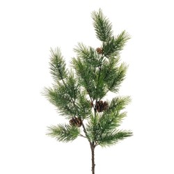 Lot de 9 - Tige artificielle de pin X2 avec pommes de pin, 87 cm - vert 