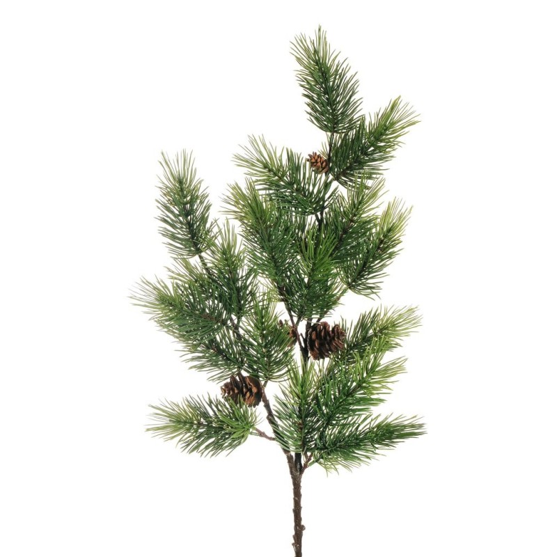 Lot de 9 - Tige artificielle de pin X2 avec pommes de pin, 87 cm - vert 