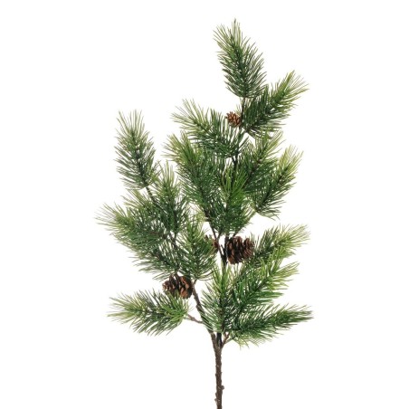 Lot de 9 - Tige artificielle de pin X2 avec pommes de pin, 87 cm - vert 