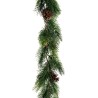 Lot de 4 - Guirlande artificielle de pin avec pommes de pin, 180 cm - vert 