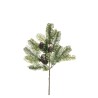 Lot de 12 - Tige artificielle de pin plat X5 avec pommes de pin enneigée, 44 cm - vert blanc 