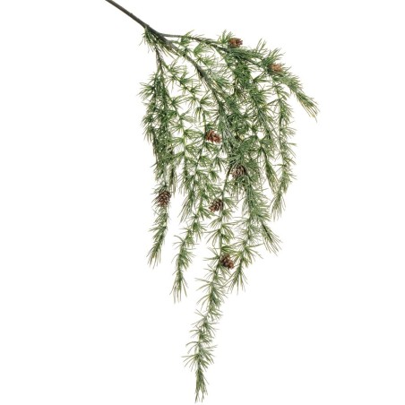 Lot de 6 - Tige suspendue artificielle de pin Larix avec pommes de pin enneigée, 116 cm - vert blanc 
