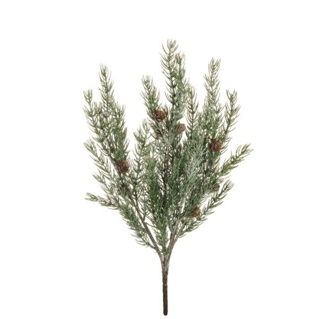 Lot de 6 - Buisson artificiel de pin Larix X7 avec pommes de pin enneigé, 50 cm - vert blanc 