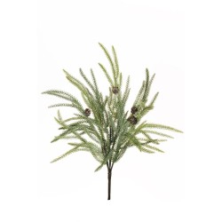 Lot de 12 - Buisson artificiel de pin cryptomeria X5 avec pommes de pin enneigé, 49 cm - vert blanc 