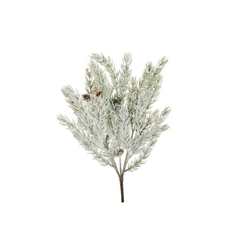 Lot de 12 - Buisson artificiel de pin Larix X5 avec pommes de pin enneigé, 43 cm - blanc 
