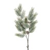 Lot de 6 - Tige artificielle de pin X2 avec pommes de pin enneigée, 87 cm - blanc 