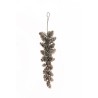 Lot de 24 - Grand bouquet suspendu artificiel de pommes de pin enneigées, 30 cm - marron blanc 