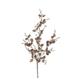 Lot de 24 - Buisson artificiel de pommes de pin X3 enneigées, 45 cm - marron blanc 