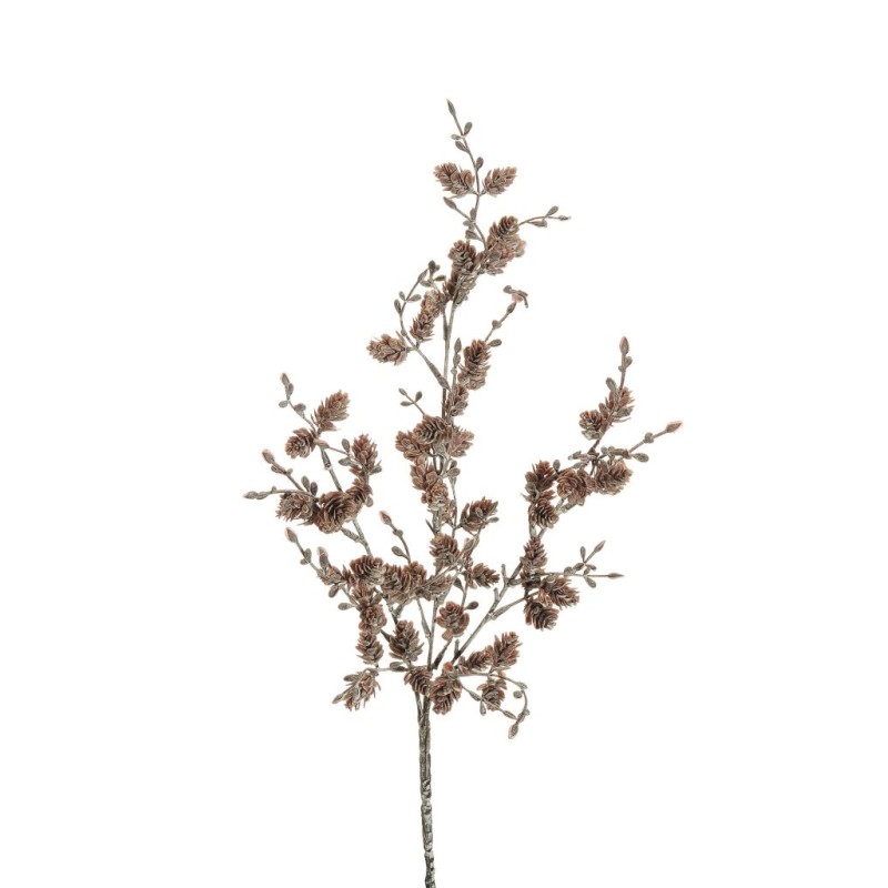 Lot de 24 - Buisson artificiel de pommes de pin X3 enneigées, 45 cm - marron blanc 