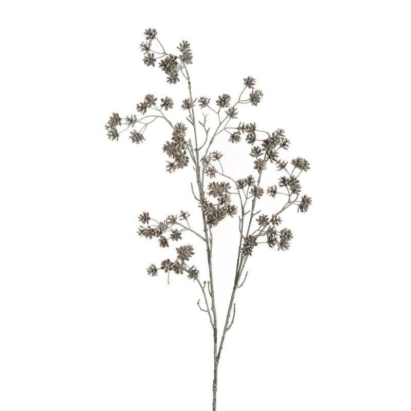 Lot de 12 - Longue branche artificielle de pommes de pin enneigées, 110 cm - marron blanc 