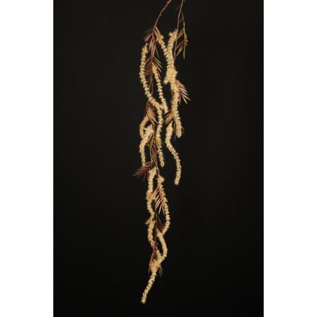 Lot de 12 - Tige suspendue artificielle d'amaranthe floquée, 155 cm - marron beige 