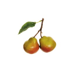 Lot de 12 - Poire artificielle toucher réel X2, 15 cm - vert rouge 